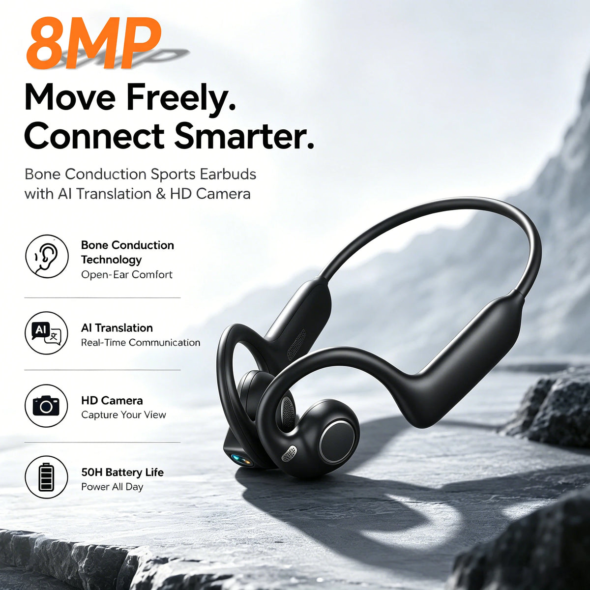 Bone Conduction Earbuds with HD Camera