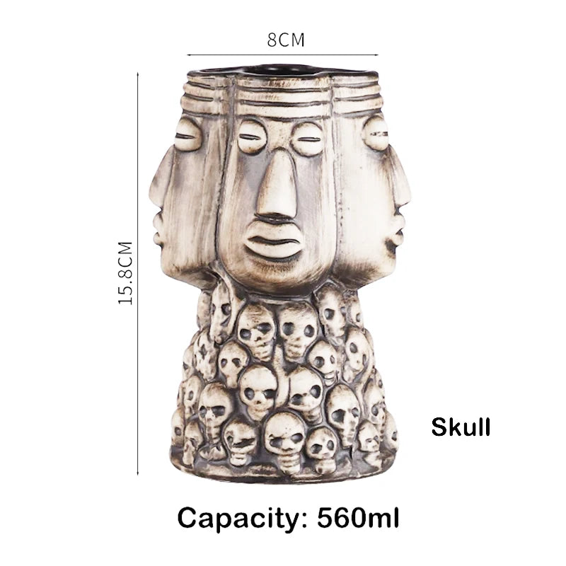 Tiki Mugs Ceramic Hawaiian Luau Cocktail Mugs